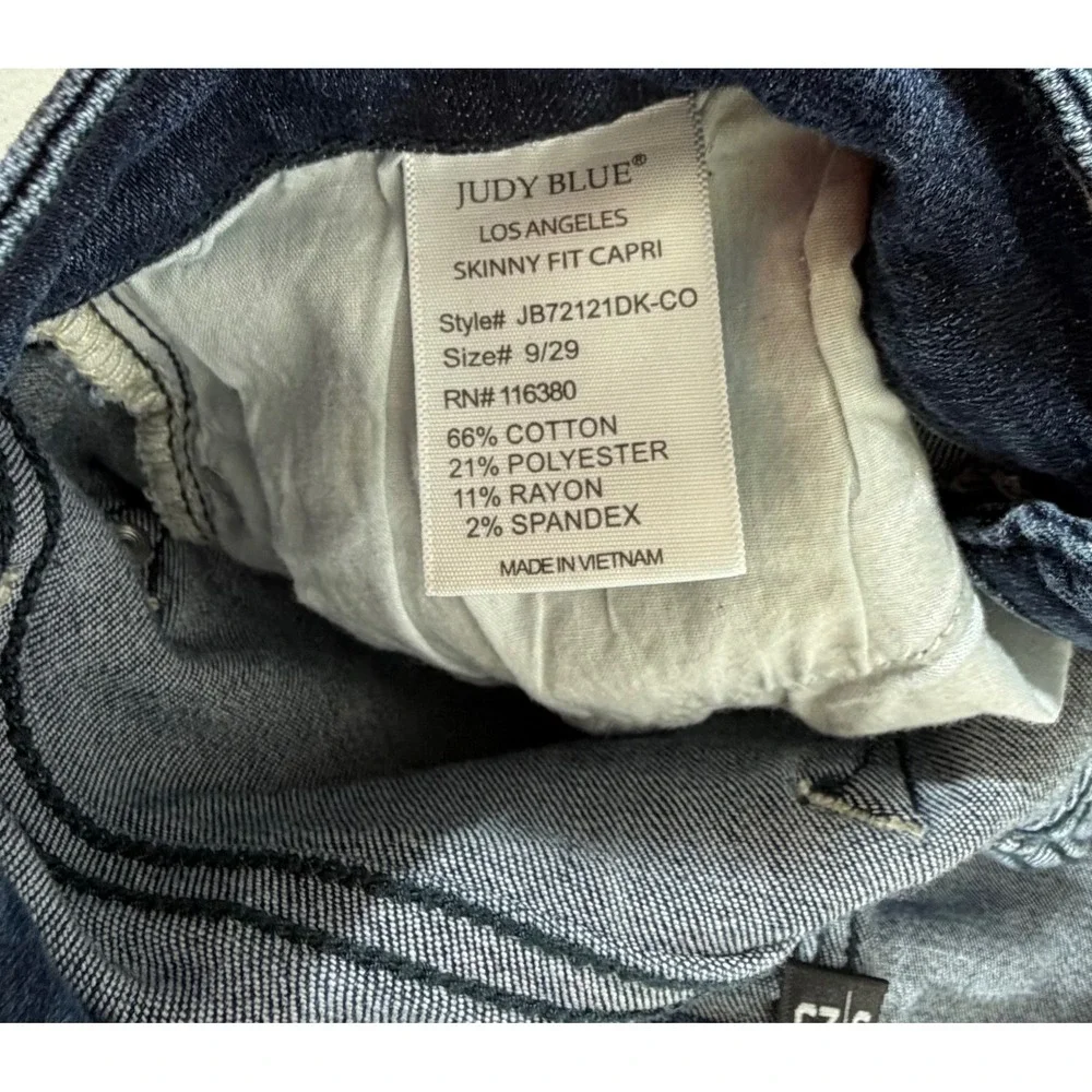 Judy Blue Skinny‎ Fit Capri Jeans 9/29 (28x27) Dark Wash Stretchy Mid Rise